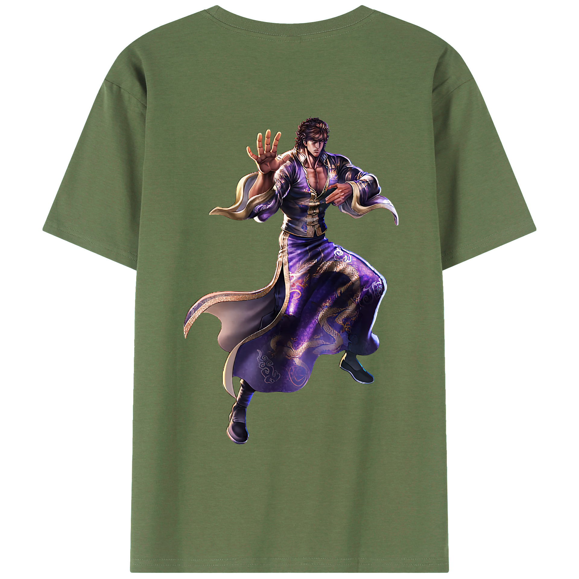 （画像用） 北斗の拳 Fist of the North Star 綿100％ メンズ半袖Tシャツ（バックプリント） 通気性